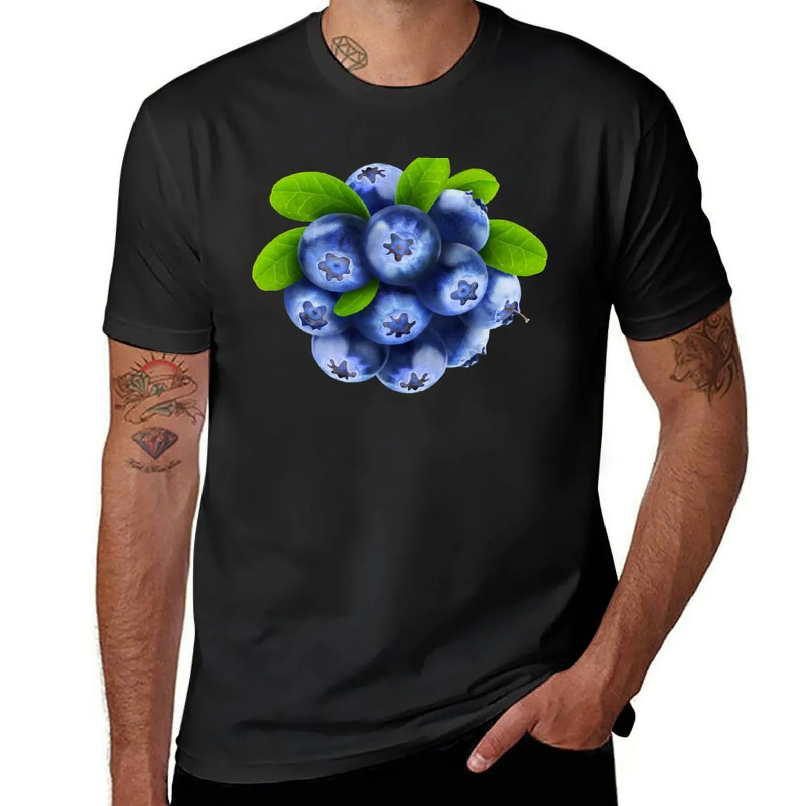 Blueberries T-Shirt Aesthetic clothing anime T-shirts for men cotton