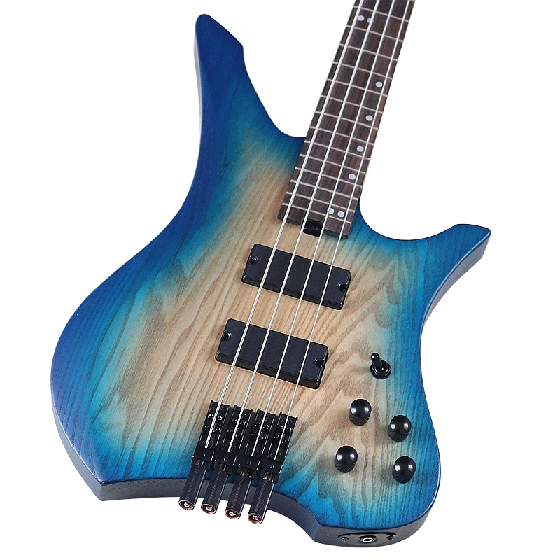 4 String Headless Electric Bass Guitar 39 Inch Bass Guitar Good Handicraft Blue Purple Basswood Body New Arrival