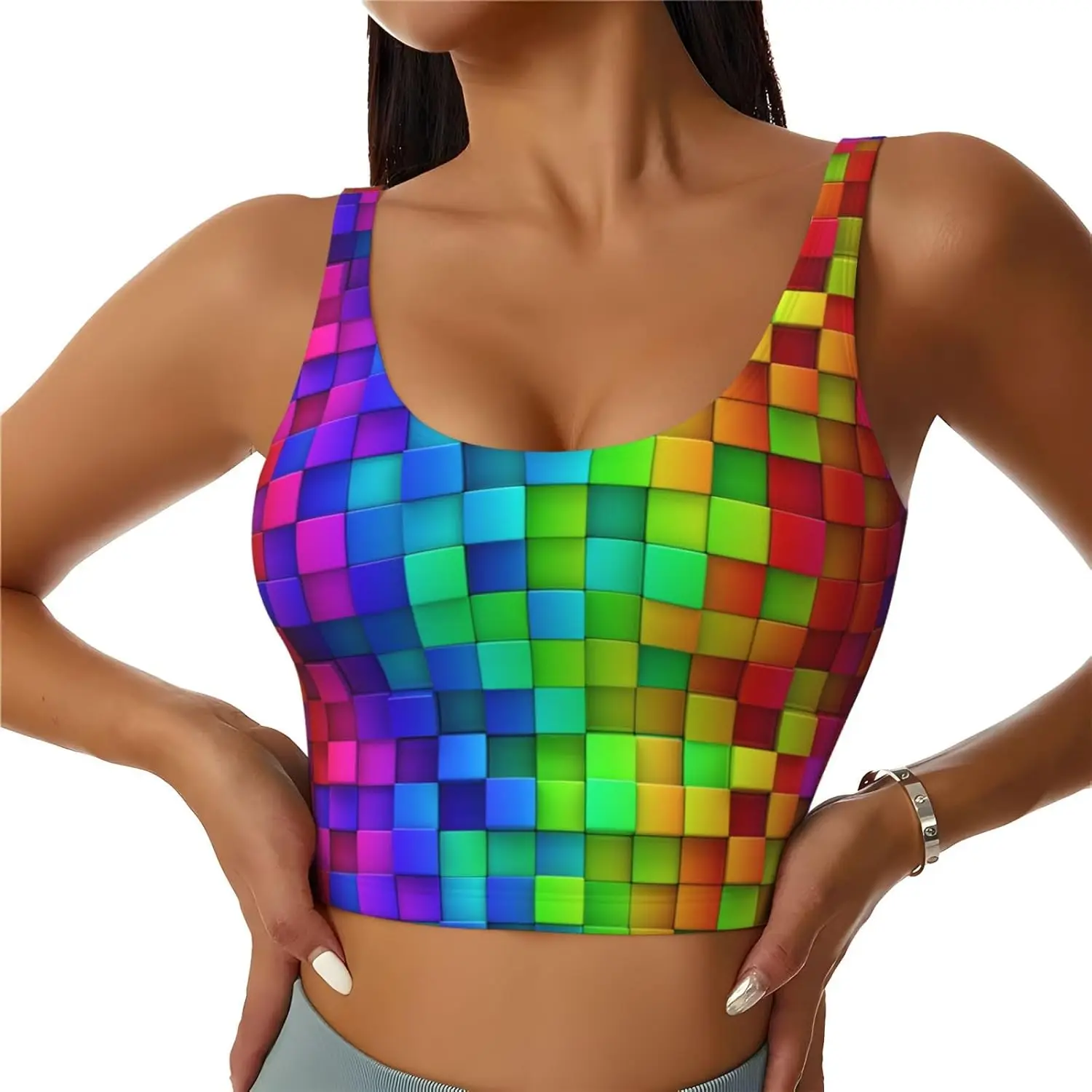 

Красочные блоки для женщин и девочек, уютный бюстгальтер для йоги, спортивные майки для бега в тренажерном зале