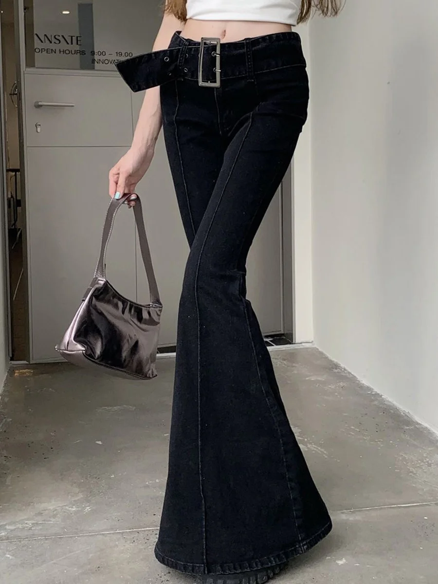 Retro Faion Damen Skinny Jeans Hohe Taille Gerades Bein Micro Flared Bodenlange Hosen Koreanische Sle Denim Freizeitkleidung