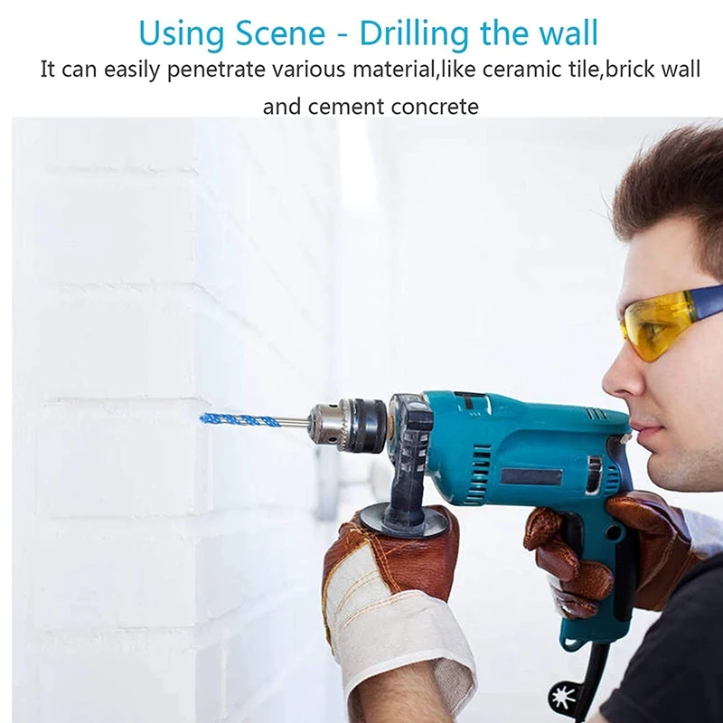 Набор сверл, комплект из 10 трехшаровых насадок 6 мм, для перфорации плитки, бетона, стекла, дерева