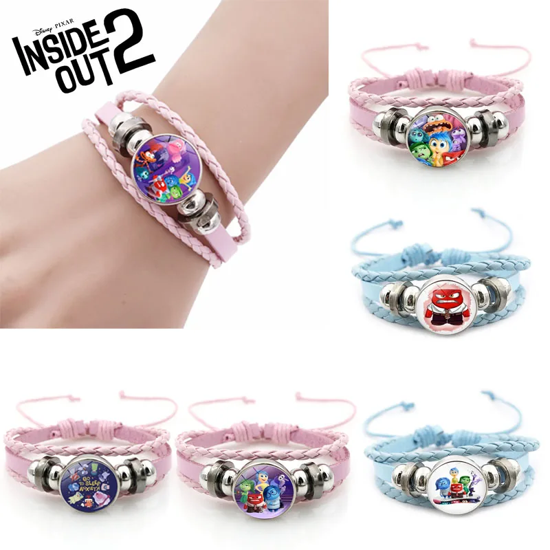 

Disney Anime Figures Inside Out Bracelet Jewelry Wristband Birthday Gifts Kids Leather Creative Hand Accessories Bestfriend Gift