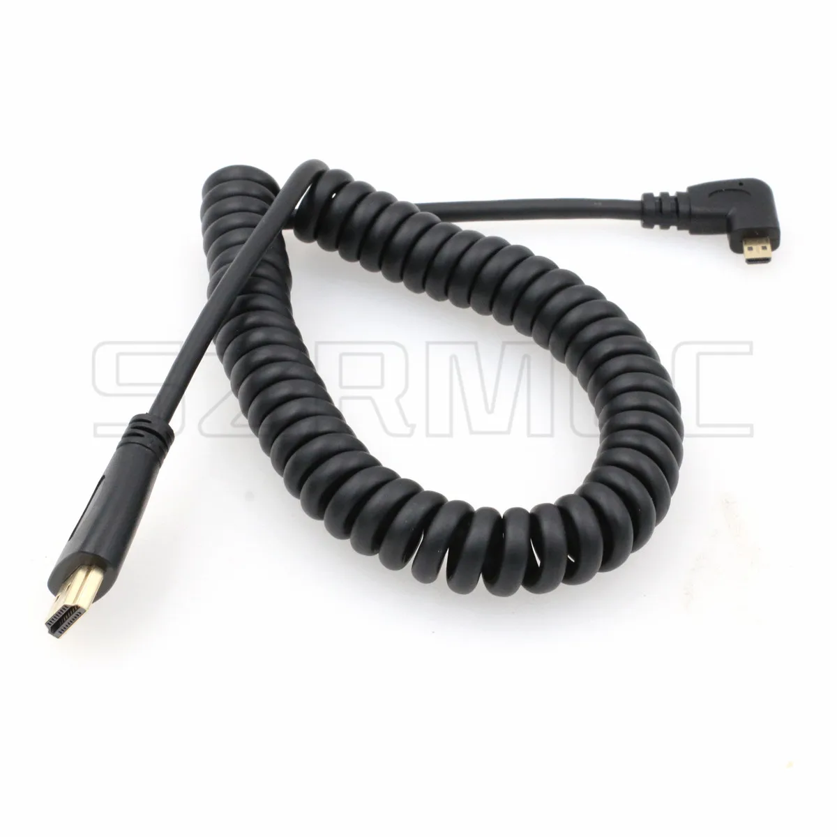 Right Angled Micro HDMI to HDMI High Speed Coiled Cable for Tablet Canon Sony DSLR Camera ATOMOS Monitor