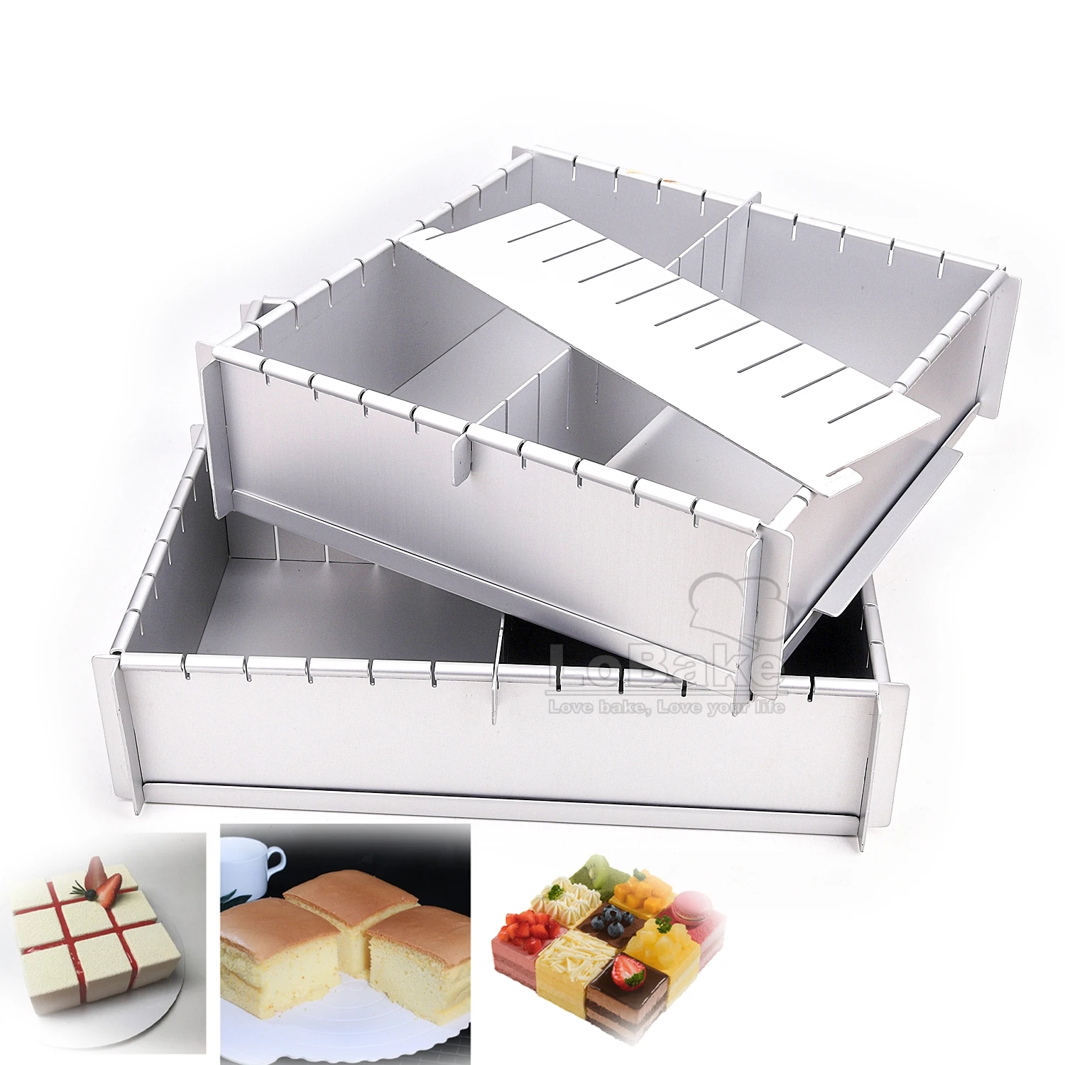 10 12 Inches Square Split Adjustable Design Cube Aluminum Seperating Cake Mold Removable Bread Tin Mousse Pan DIY Bakeware Set