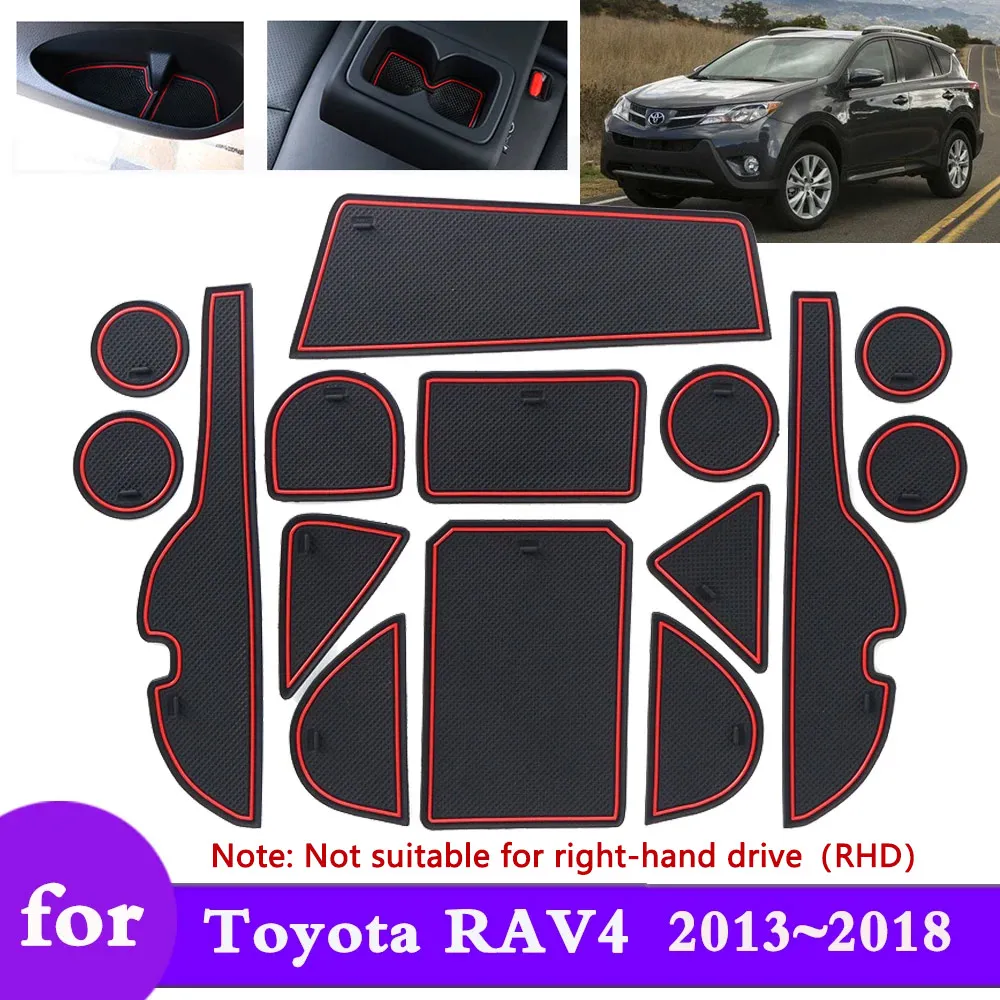 

Anti-slip Rubber Mat Groove Cup for Toyota RAV4 XA40 2013~2018 2015 2016 Dust-proof Gate Slot Coaster Car Stickers Accessories