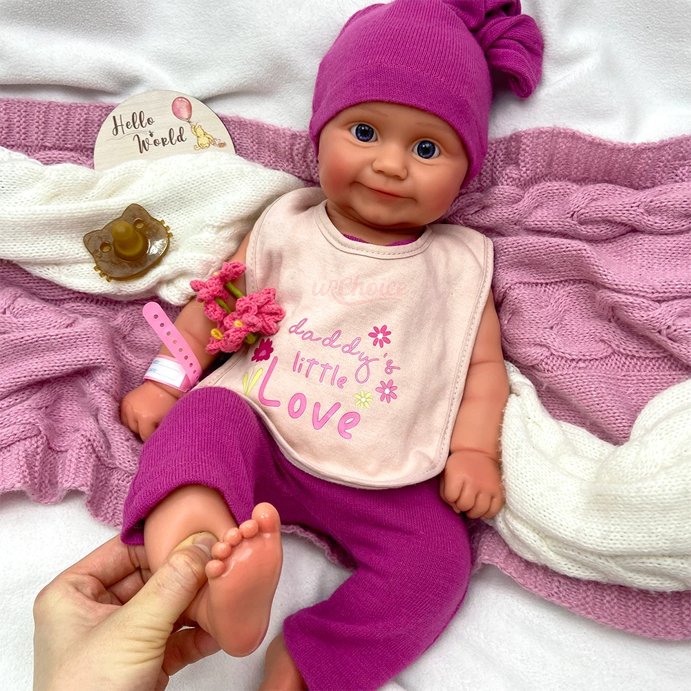 50cm Realistic Silicone Reborn Girl Maddie Full Body Solid Can Open Mouth Weighted Lifelike Doll  for Emotional Support