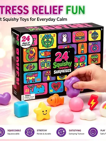 Christmas Easter Advent Calendar 24 Pcs Unique Cute  Squishy Fidget Toy Slow Rebound Anxiety Relief Mystery Surprise Gift Box