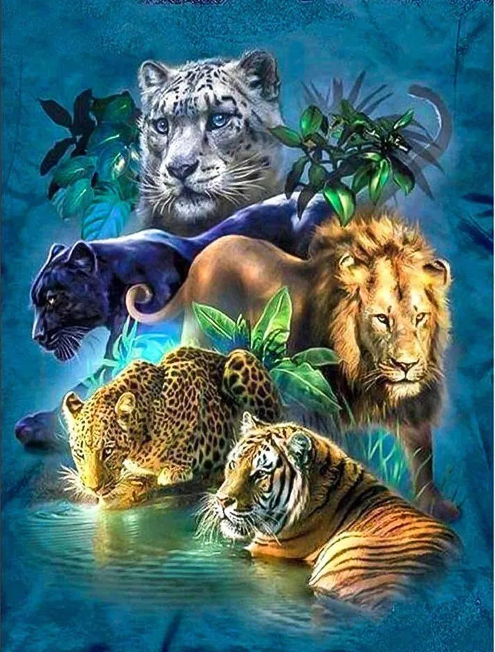 

Div 5D Тигр Лев Черная Пантера Дикая Природа Животное Зоопарк Полная Алмазная Картина Наборы для вышивки крестом Художественные Темы животных 3D Алмазы
