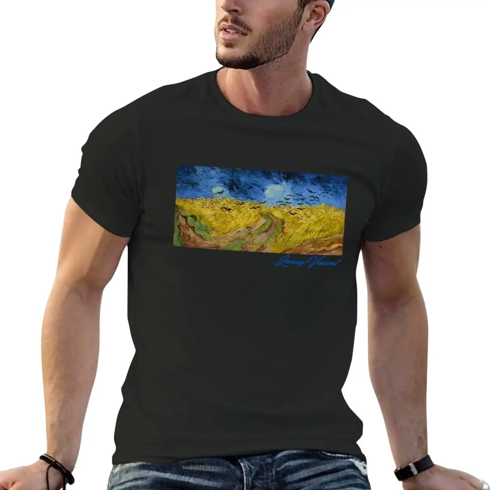 Wheatfield with Crows T-Shirt quick-drying blanks animal prinfor boys Men's t shirts