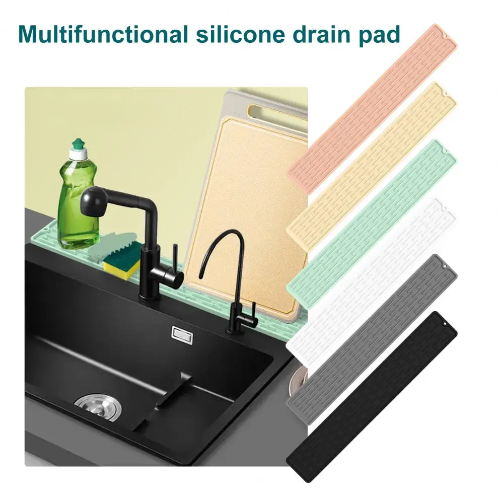 Faucet Mat Anti-deform Faucet Pad Soft Silicone Water Draining  Durable Faucet Drying Pad Sink Splash Guard