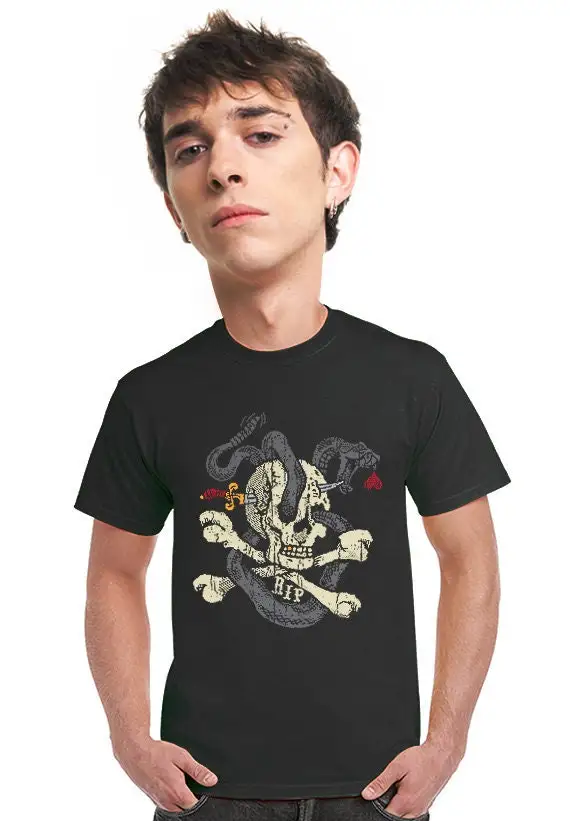 Tattoo Skull T Shirts Snake Graphic Tee Lowbrow Art And Crossbones Cool Artsy Gift For Students Quirky S 4Xl