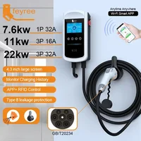 Feyree-cargador EV GB/T, 7,6 kW, 32A, Wallbox, pantalla grande de 4,3 pulgadas, aplicación de carga, registro histórico, 11kw, 22kw, estación de carga trifásica