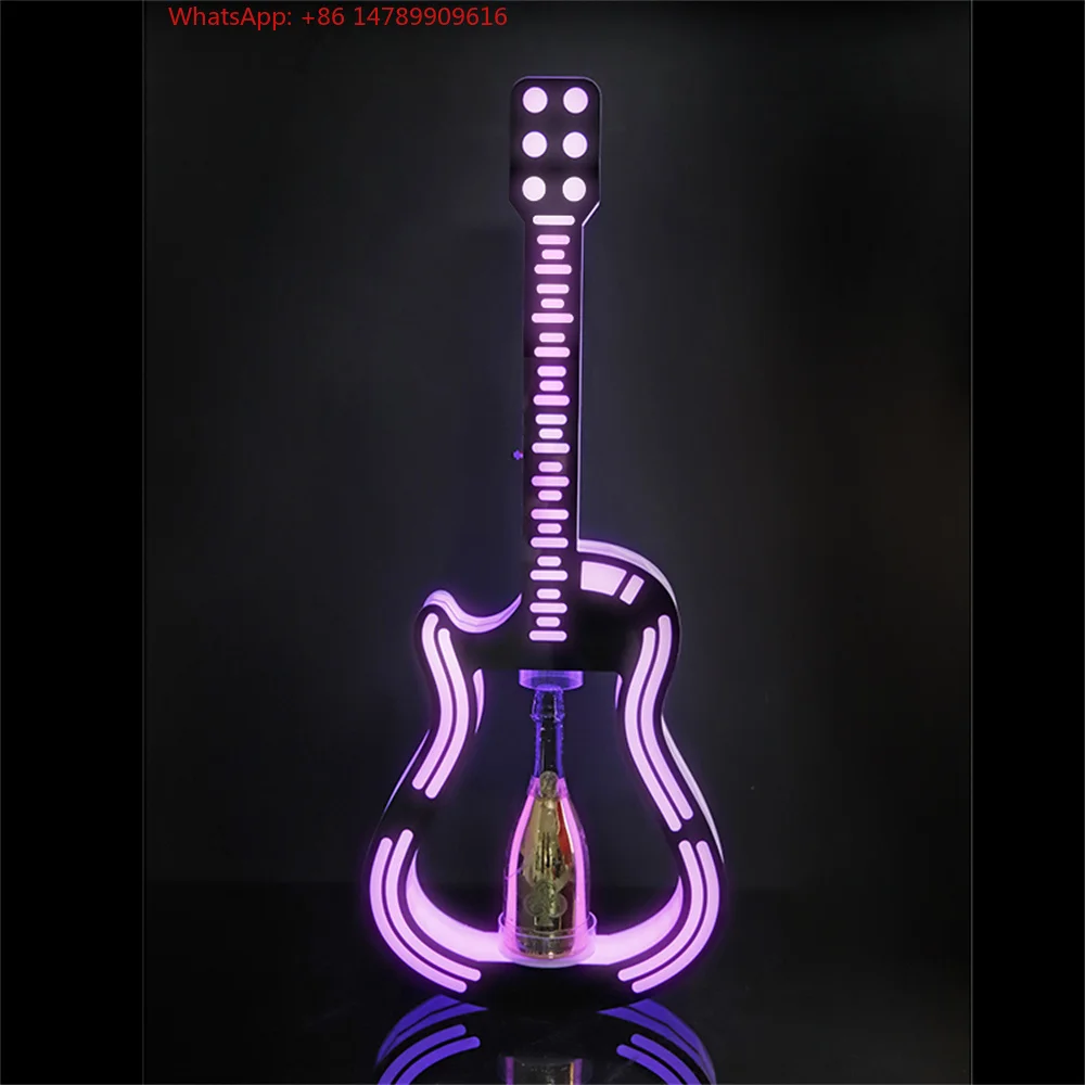 

High-End Bespoke LED Bottle Display RackCustom Led Guitar Bottle Presenter VIP Service For Restaurant Bar Nightclub