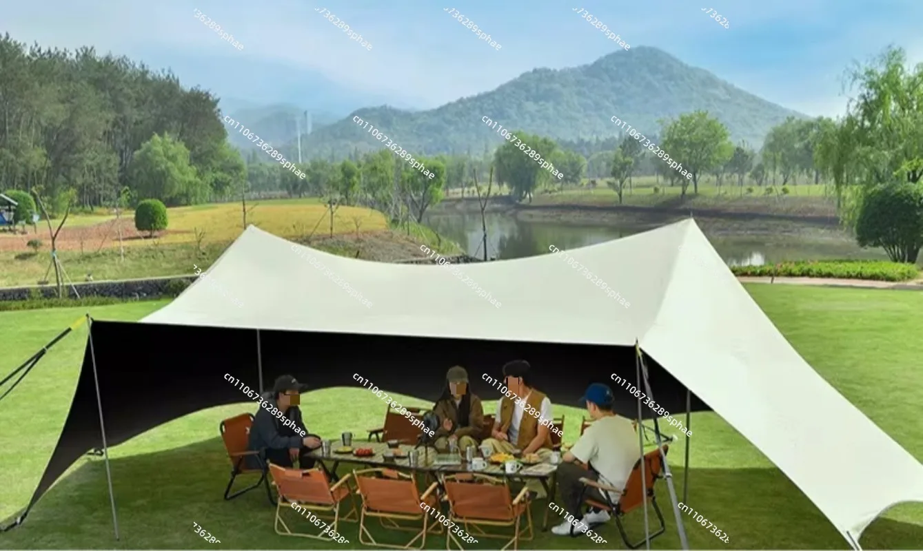 Outdoor Canopy Tent Awning Camp Double Peak Rain and Sun Protection Tent