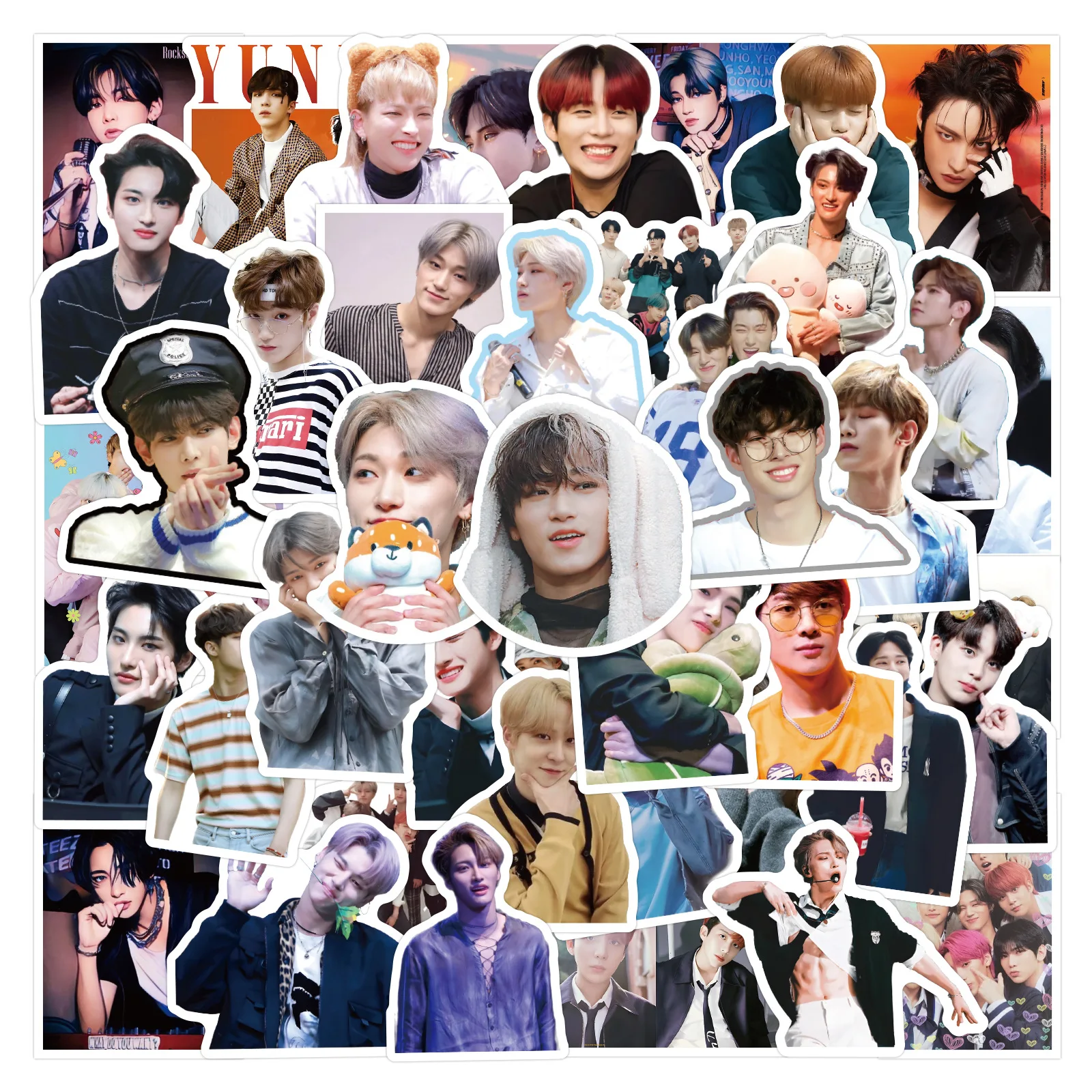 ATEEZ-Boy Band adesivos impermeáveis para crianças, decalques DIY, bagagem, laptop, telefone, carro, bicicleta, skate, coreano, menino, 10pcs, 30 pcs, 50 pcs, 110pcs