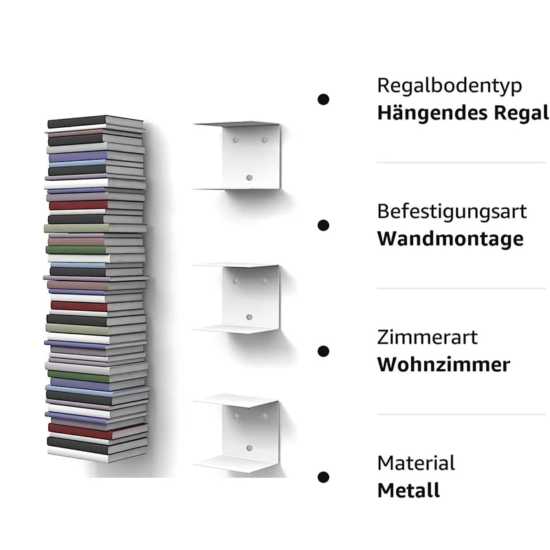 Unsichtbare Regale passen Lesezeichen Werkzeug halter hängen freistehende Bücherregal Wand schwimmende Bücherregal Metall Bücherregal