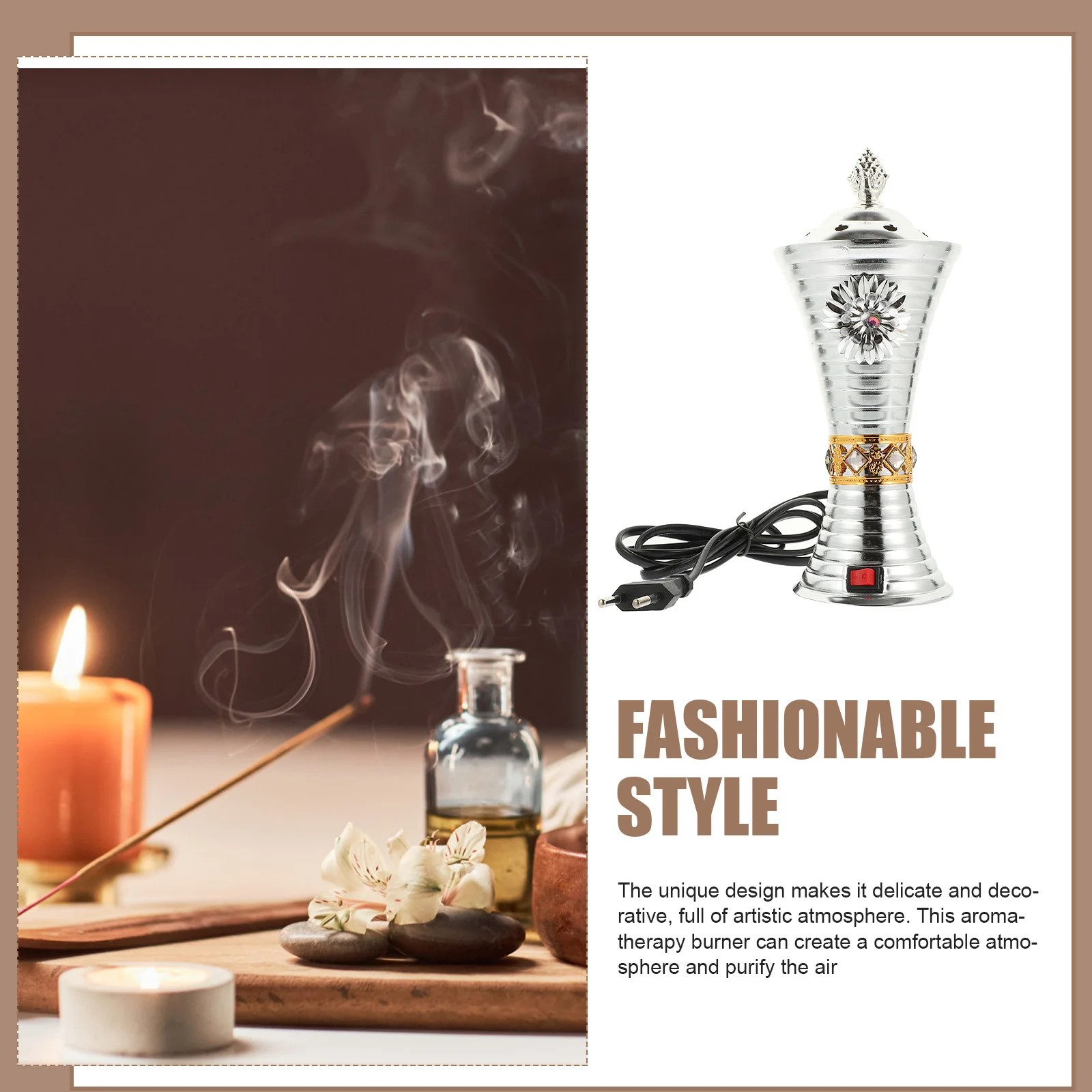 

Electric Incense Burner Retro Style Desktop Censer for Home Office Yoga Room Decor Aroma Therapy Burner Finish