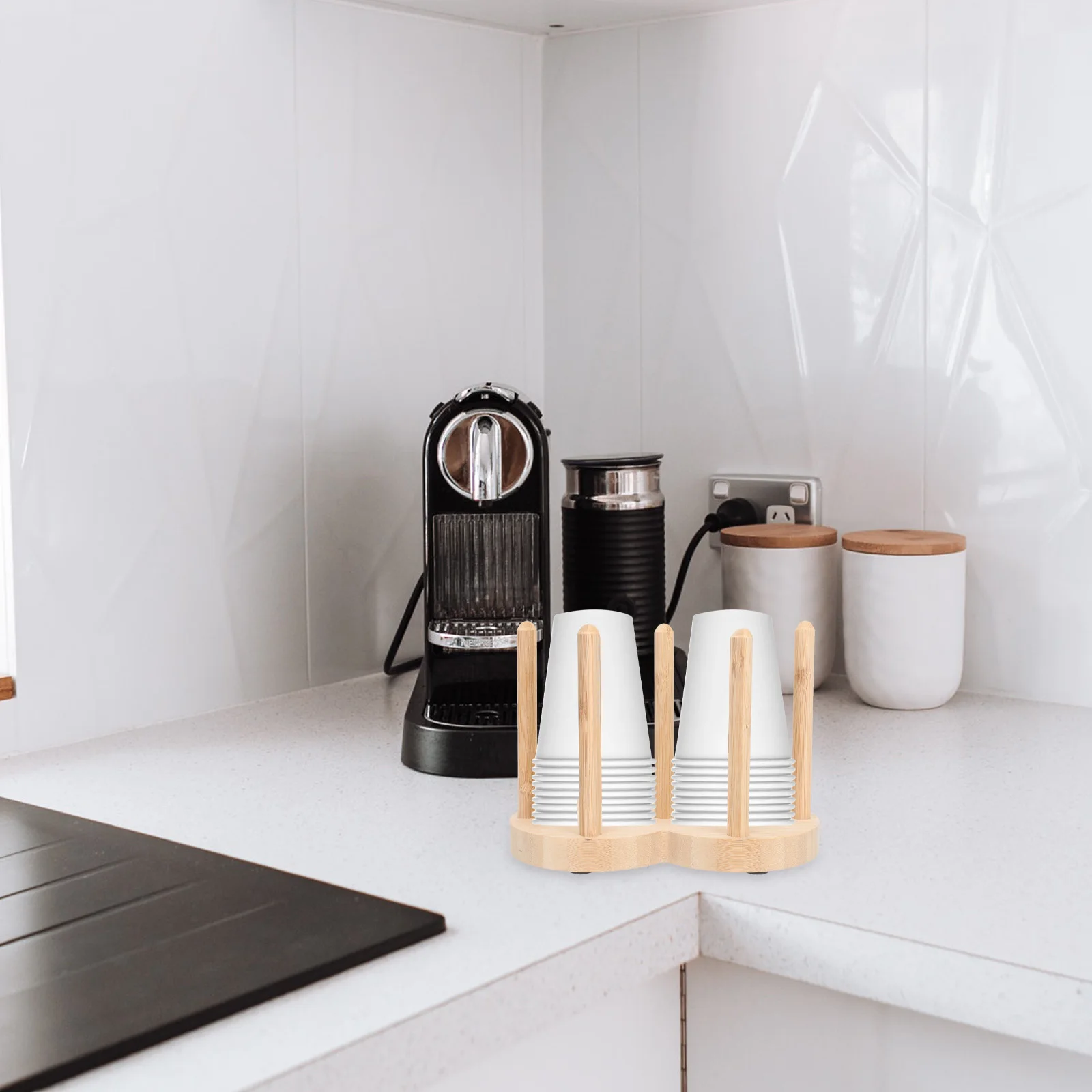 

Wooden Cup Holder Environmentally Friendly Disposable Paper Cup Rack for Home Bar Counter Milk Tea Shops Cafés Easy Clean 4