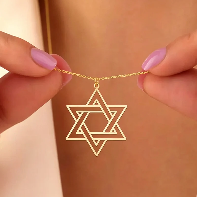 Star of David Necklace Stainless Steel Jewish Symbol Pendant Simple Geometric Jewelry Gift For Women Fashion Accessories