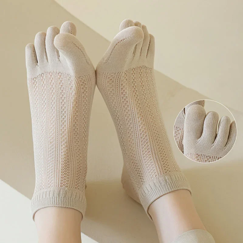 Spring Summer Mesh Breathable Short Five Finger Socks For Women Sweat-absorbing odor resistant Ankle Socks 5 Toe Split Toe Socks