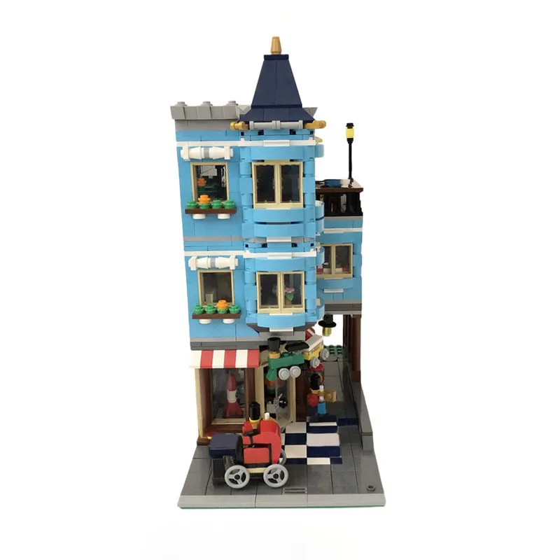1566Pcs 31105 Townhouse to Toy Store Modular Modification MOC with Colorful Sign & Display Windows Education Building Block Gift