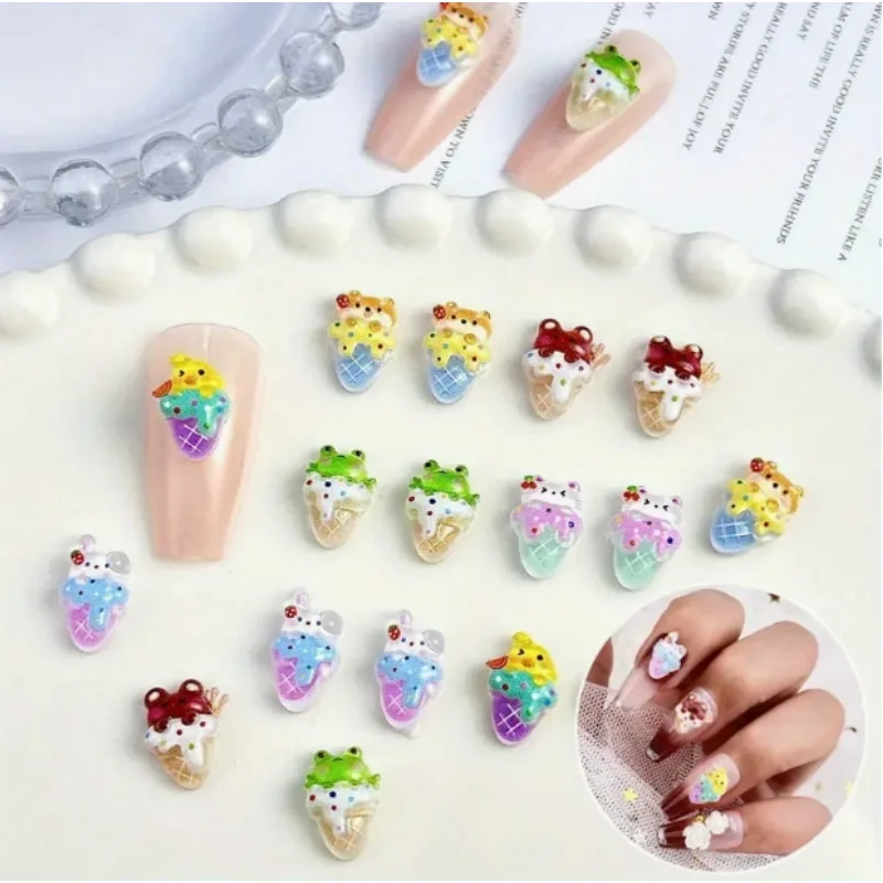 

20pcs Kawaii Ice Cream Cartoon Nail Art Decoration Accessories Cute 3D Summer Sweet Tubing Resin Nail Charms DIY Manicure Parts