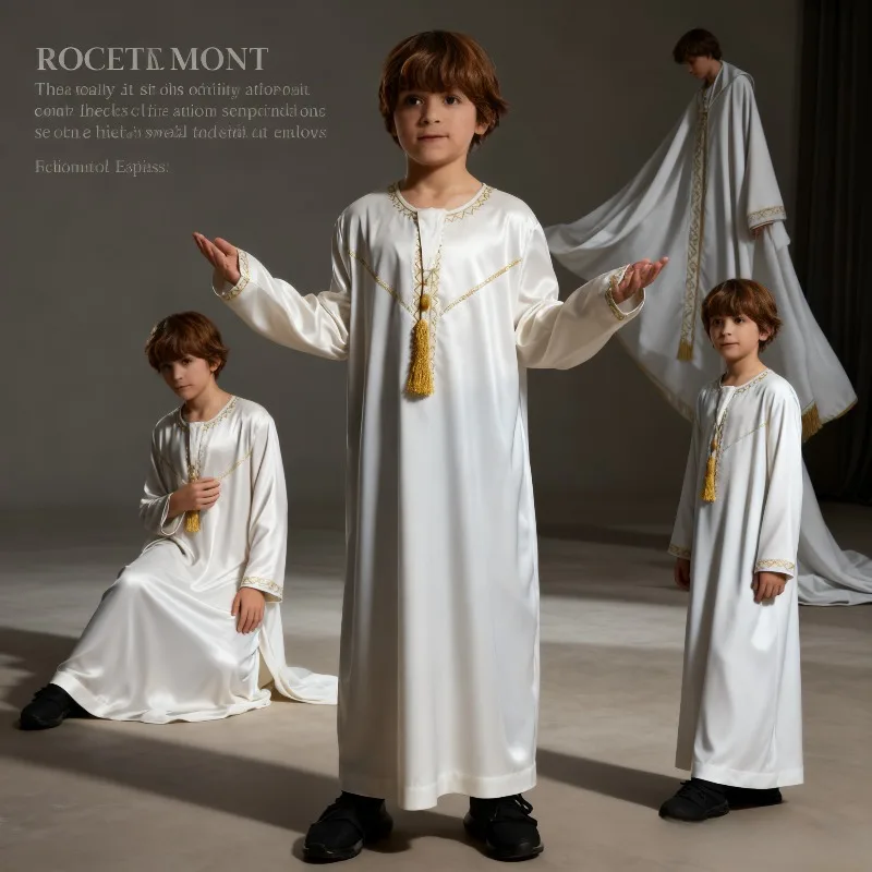 

Костюм для подростков: Арабская роба с традиционной вышивкой, длинное культурное платье для фестивалей, свадеб и особых церемоний