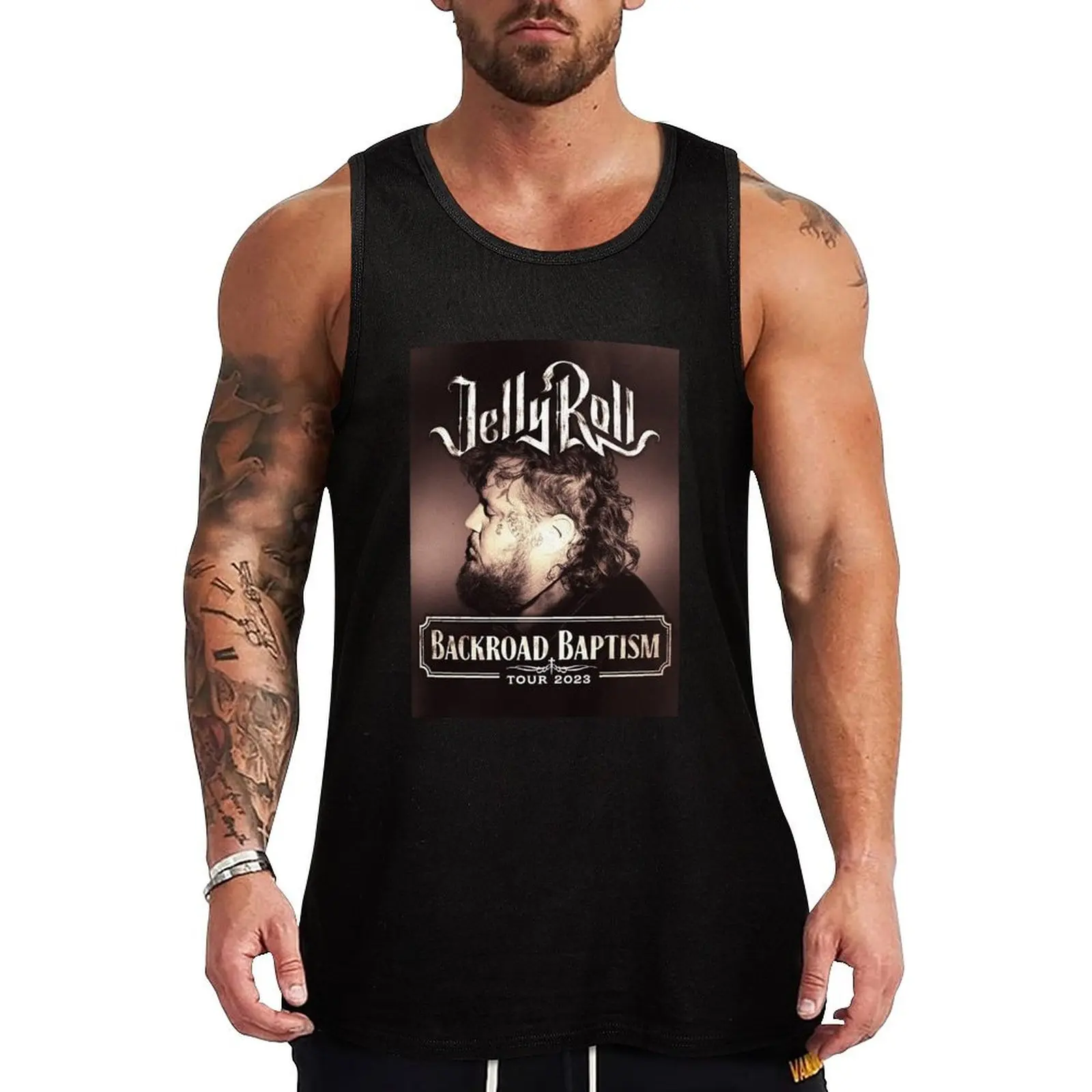 

Backroad Baptism Tour, Jelly Roll Tour, Jelly Roll Tank Top Minimal Print Tank Top Simple Graphic Sleeveless