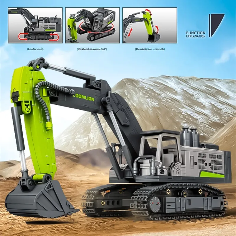 Excavator children's assembly building blocks hook machine construction vehicle toy crane tipping bucket trailer shovel model