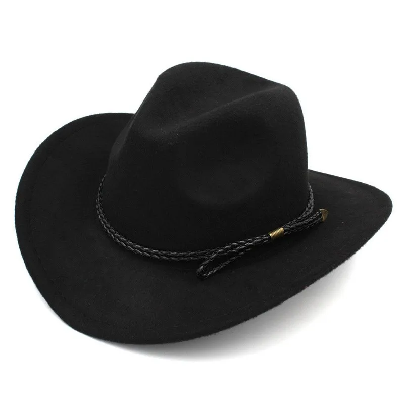 

Плетеный шнур из шерсти с большими карнизами и широкими полями, теплые ковбойские шляпы для мужчин и женщин