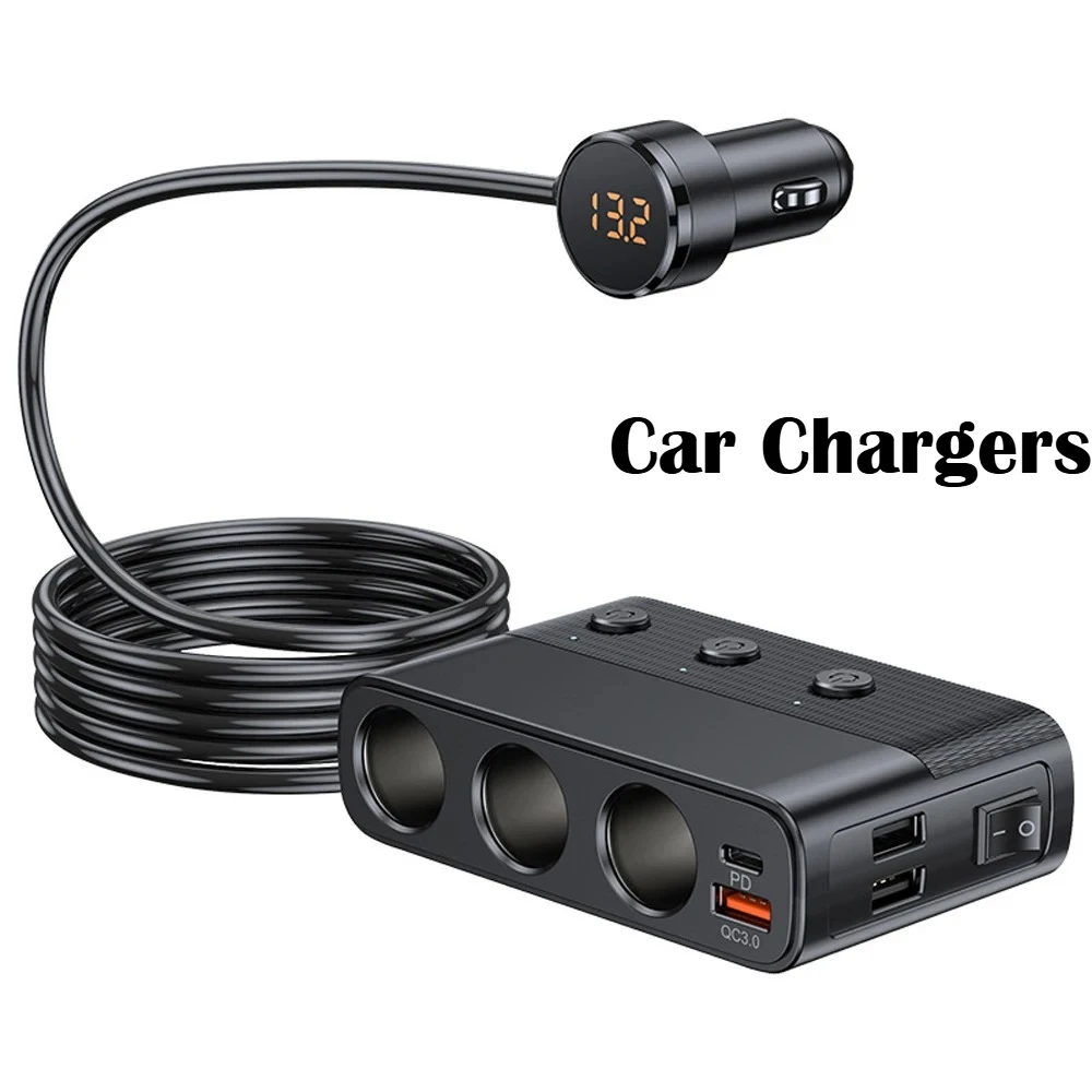 PD QC3.0 127W Schnelllade-Autoladegerät 4USB-Anschlüsse Spannungsanzeige Ein-Aus-Schalter Power Splitter 12-24V für Auto SUV