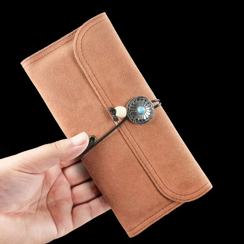 

Slim Portable Retro Pipe Bag - Full Grain Cowhide Braided Rope Tobacco Storage Pouch Men's Travel Smoking Accessory