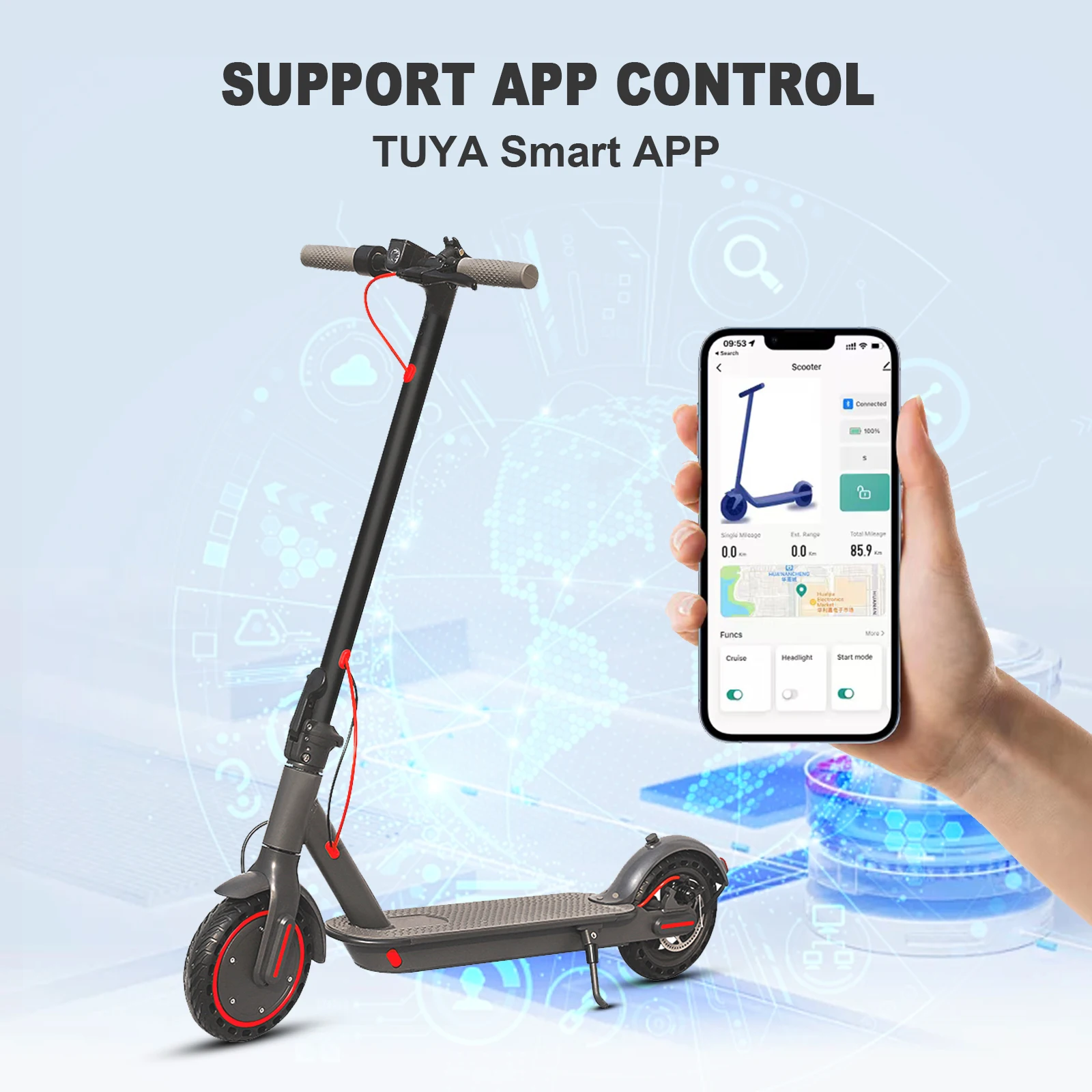 New Upgrade Tuya Electric Scooter 350W 31km/h 8.5-inch Solid Non-slip Tires Folding Electric Scooter