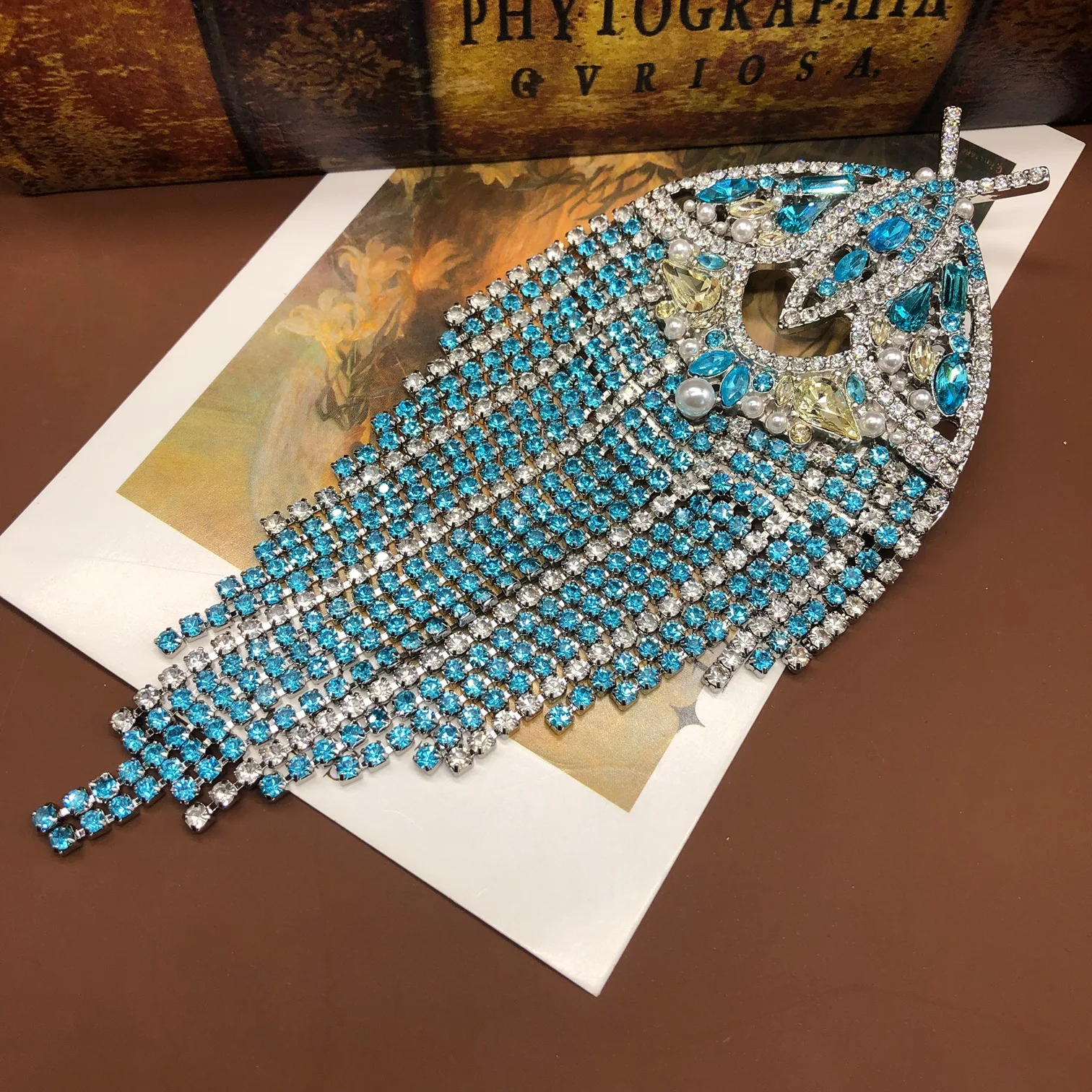 

Retro Style Design Sense Rhinestone Fringed Insect Brooch Light Luxury High Sense Temperament Exquisite Fashion Blue