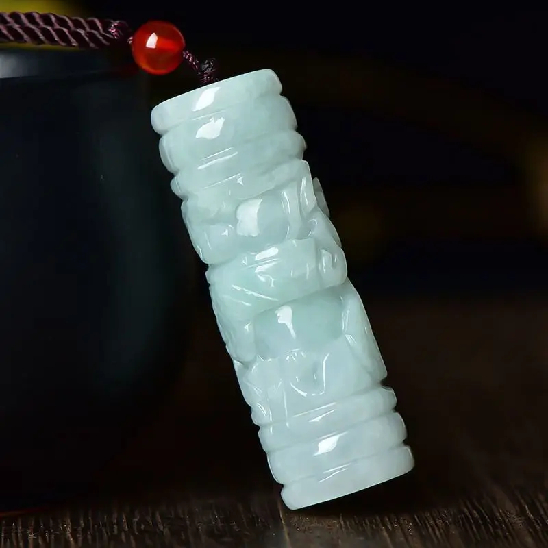 Natural Jadeite Dragon Pillar Pendant, Same Pendant for Men and Women