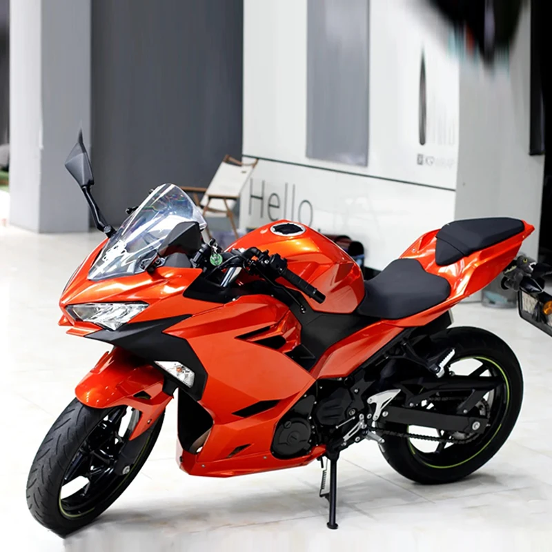 Ultra Glossy Orange Metallic Vinyl Wrap Film Self Adhesive Car Motorcycle DIY Sticker Decal With Air Release
