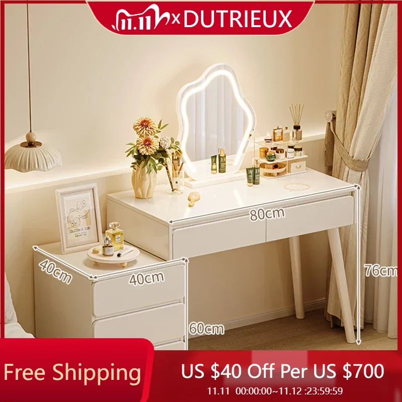 

White Nail Vanity Table Luxury Coffee Women Dining Cheap Service Comfortable Dressing Table Shelf Penteadeira Trendy Furniture