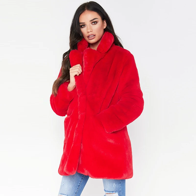 Manteau chaud en fausse fourrure de lapin pour femme, élégant, doux, en peluche, Long, vêtements d'extérieur décontractés, collection automne hiver 2022