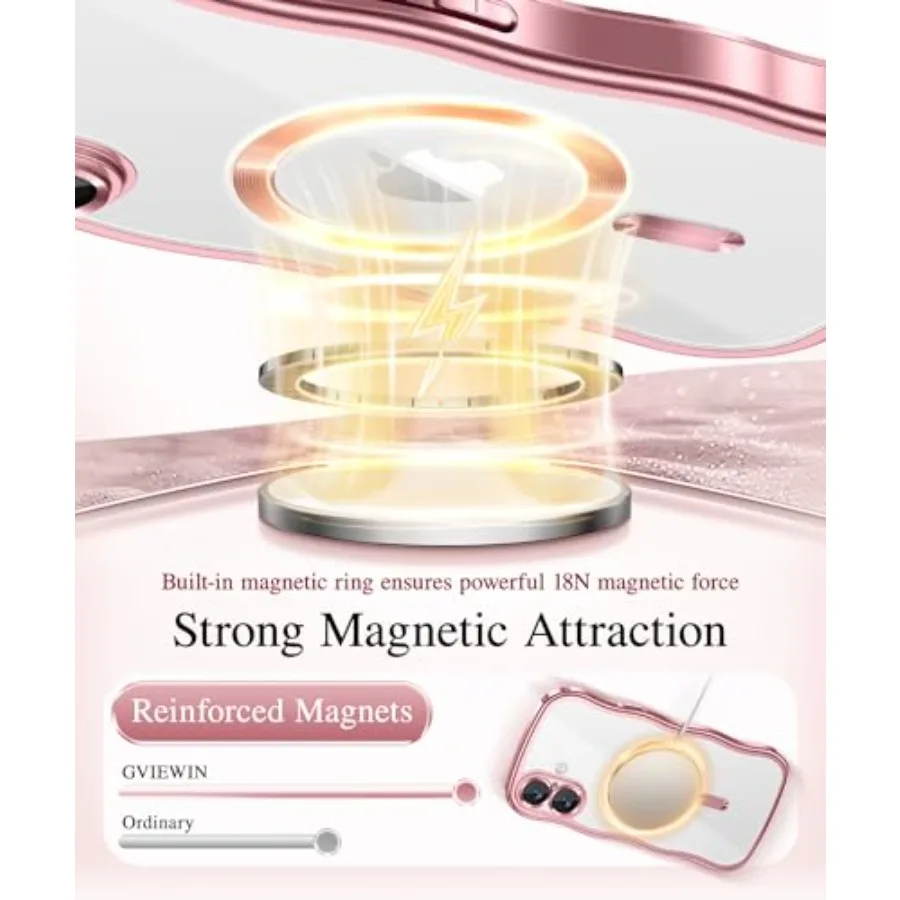 جراب iPhone 17 مع توافق MagSafe، حماية كاملة معززة للكاميرا، تصميم إطار مموج لطيف، نحيف مقاوم للصدمات