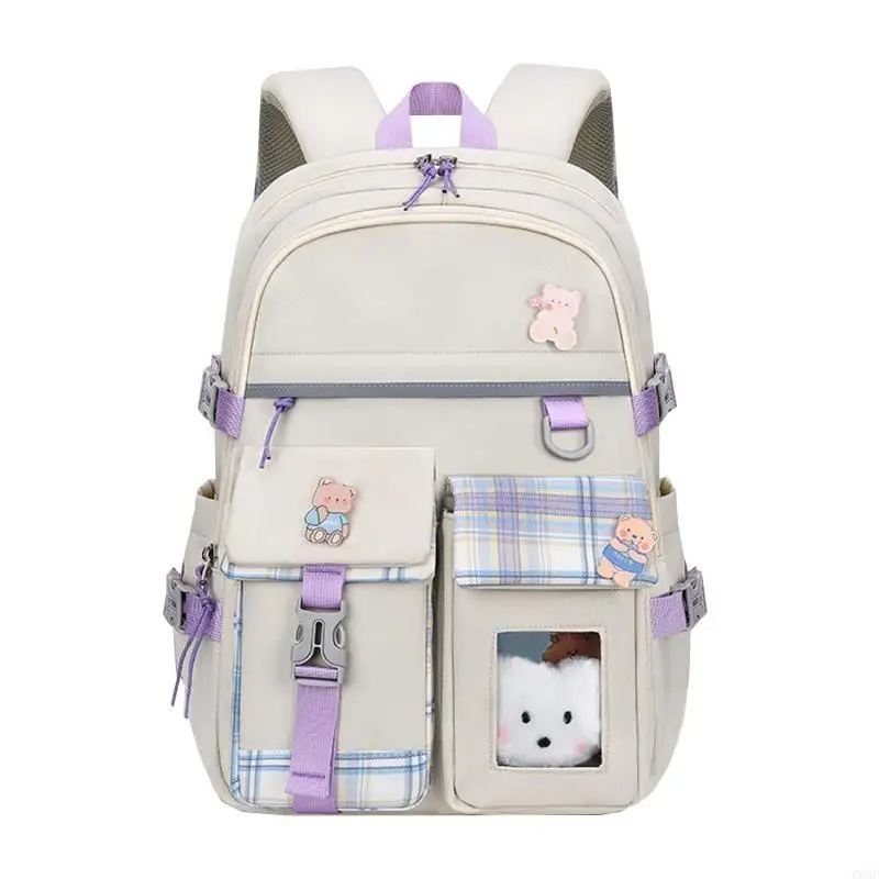 

C63C School Backpack Cartoon Bookbag Multi Pocket for Student Girls Children