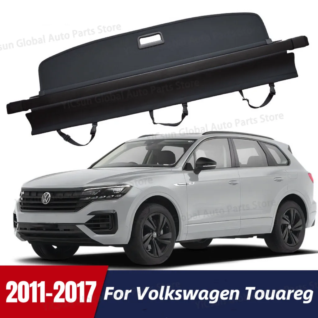 Car Rear Trunk Cargo Cover For Volkswagen VW Touareg 2011~2017 Luggage Shades Shield Curtain Mat Retractable Anti-peeping