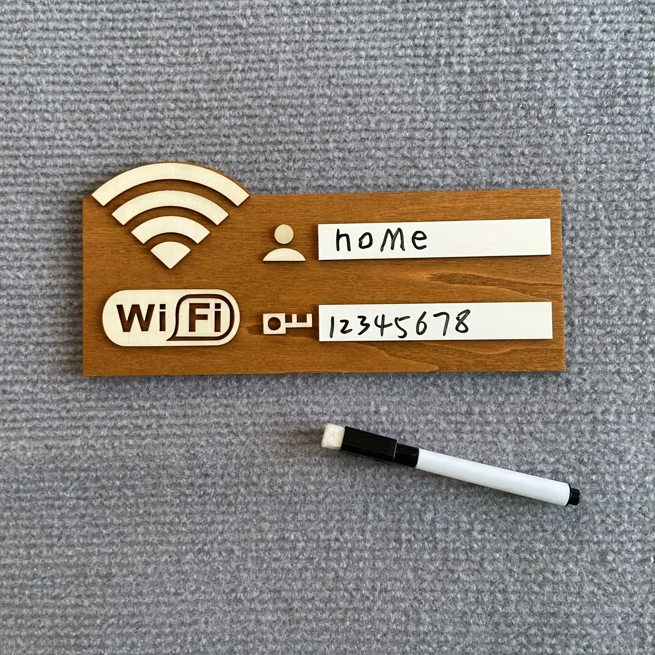 Home Office Guest Room - Rustic Wooden WiFi Password Sign Wall-Mounted