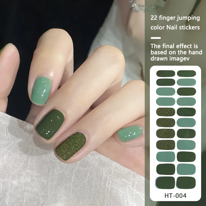 

22finger No Need UV Lamp Cured Press ON Nail Decal Nail Polish Gel Film ins Wind Waterproof Lasting Nail Sticker