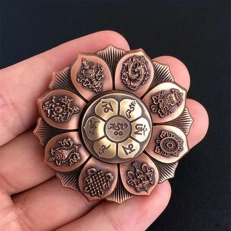 Thumb Turn Round Wheel Buddhism items, Tantra Crafts Alloy Material Crafts, Automatic Rotation Six-word Mantra, constellation