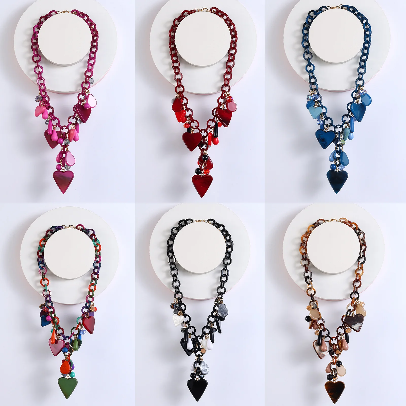 DIY accessories DIY acrylic love necklace, Christmas explosion crystal water drop accessories, cross-border women's collarbone c