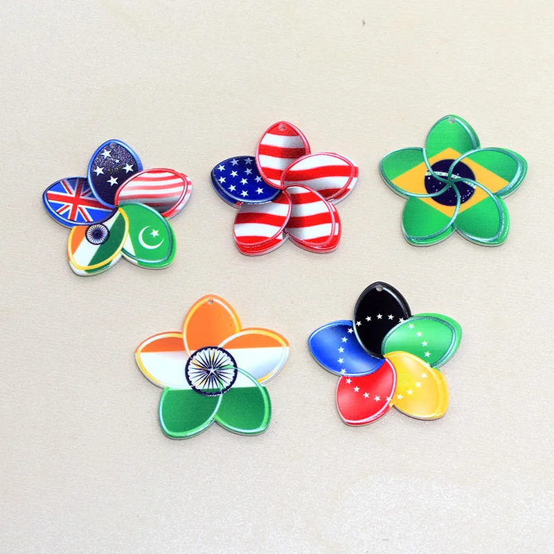 10/50pcs Acrylic Country American Flag Earring Charms Fashion Pendant For Keychain Diy Jewelry Make