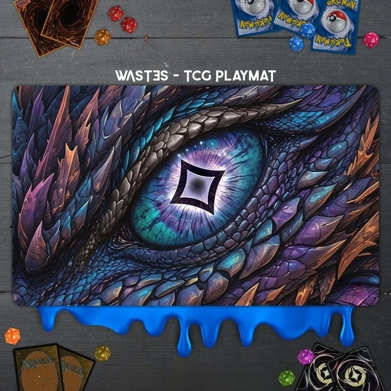 Six Elements Flying Longyan Design MTG TCG 60x35cm Trading Battle Card Pad Rutschfeste und waschbare Verschlusskanten