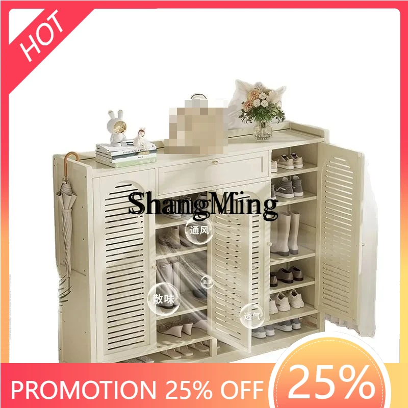 

ZYY Exquisite Premium Cream style Household Entrance Shoe Rack Entrance White Simple New Indoor Good-Looking Multi-layer Bamboo
