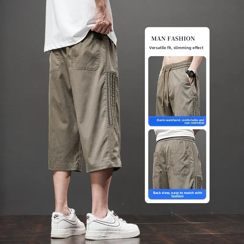 Loose Fit Ice Silk Sport Pants Men's Summer Thin Lightweight Outdoor Wear Mid-Calf orts Youthful Vitali Sle Straight Leg