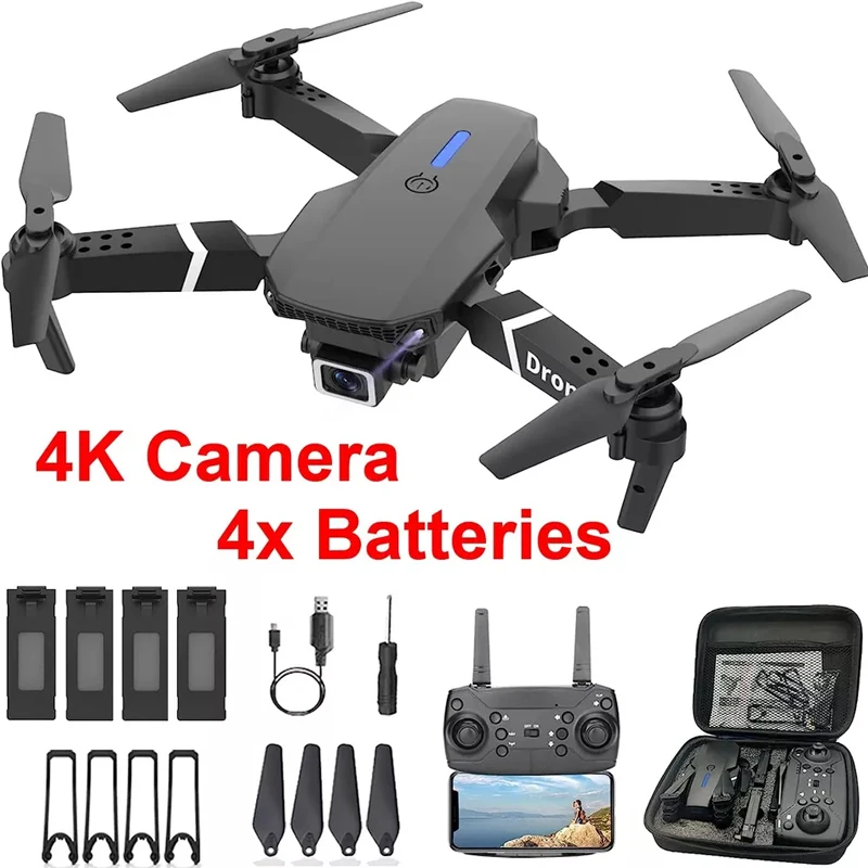 

E88 Pro Dual Camera Drone, WiFi FPV Double Folding RC Quadcopter Altitude Hold, Remote Control Toy for Beginners for Outdoor Fun